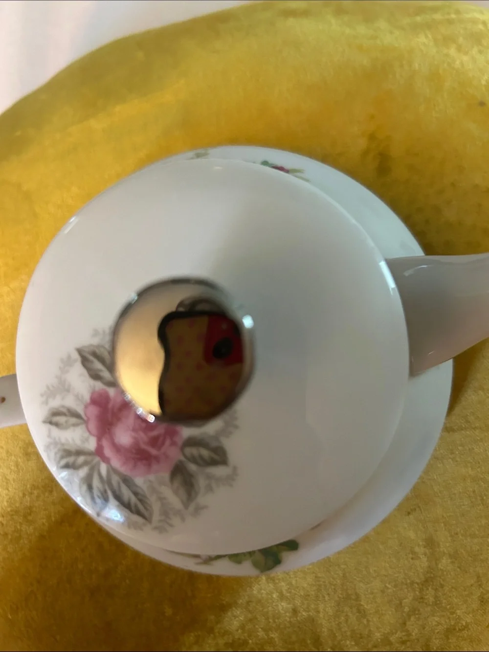 Vintage Floral Porcelain Teapot - Pink Rose Design